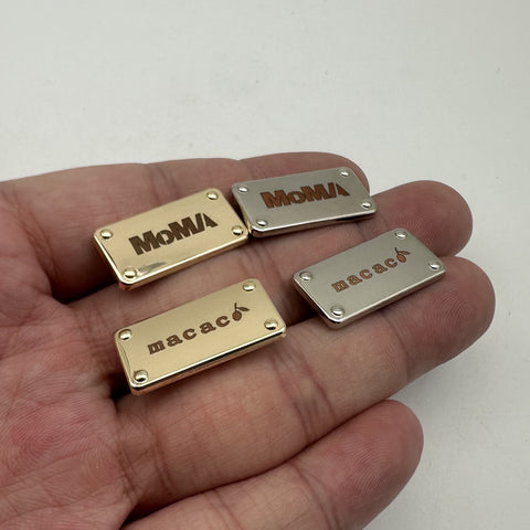 Customized Backpack Label Alloy Label Leather Bag Tag Personalized Brand Luggage Labels 25*12mm Light Gold/Silver