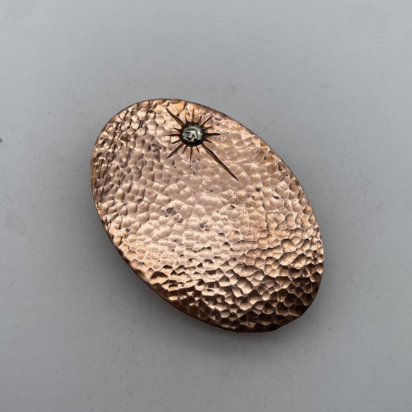 Red Copper Belt Buckle Oval Plain Hammered Buckle Handmade Leather Belt Fastener