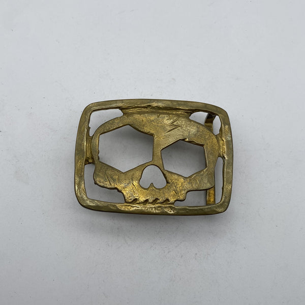 Vintage Skull Cutout Belt Buckle,Heavy Duty Forged Brass Metal Buckle