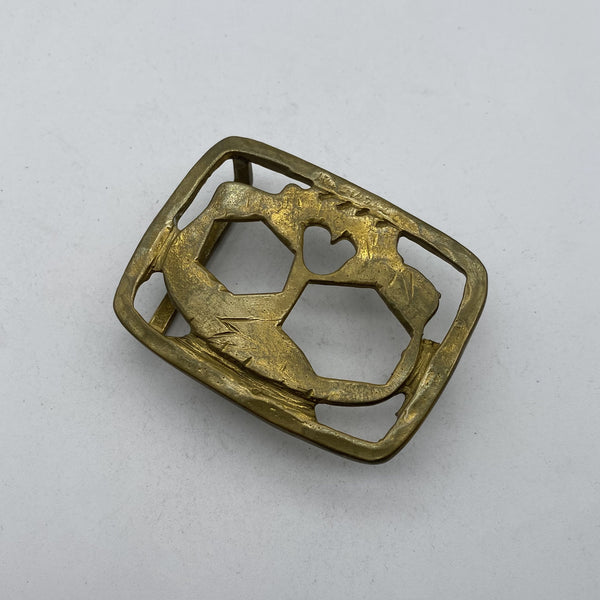 Vintage Skull Cutout Belt Buckle,Heavy Duty Forged Brass Metal Buckle