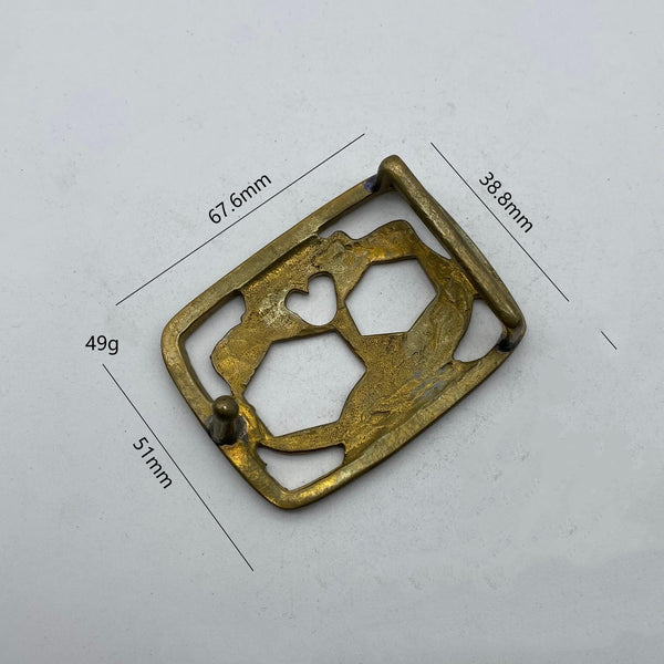 Vintage Skull Cutout Belt Buckle,Heavy Duty Forged Brass Metal Buckle