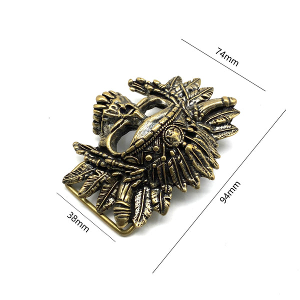 Indian Chief Skull Buckles Solid Brass Belt Buckle 38mm