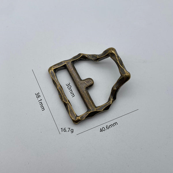 Vintage Hammered Brass Belt Hardware Set,Handcrafted Buckle, Keeper & Strap End for Leather Craft Projects