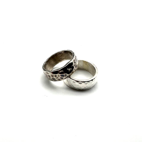 Handmade 925 Sterling Silver Ring Women Man Band Rings Hammered Design