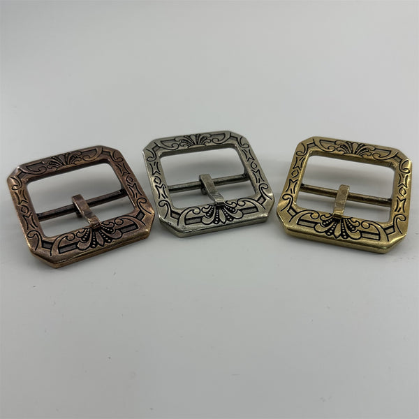 Retro Pin Buckle Vintage Brass Buckle for Leather Belts Flower Design Buckles