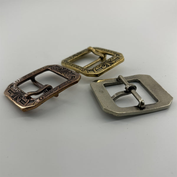 Retro Pin Buckle Vintage Brass Buckle for Leather Belts Flower Design Buckles
