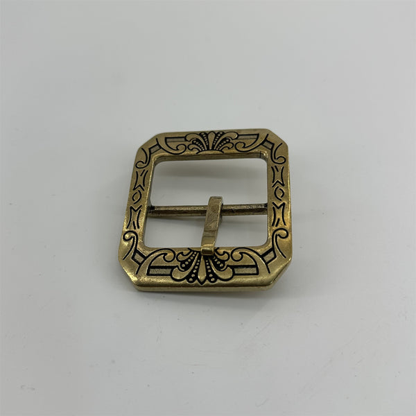 Retro Pin Buckle Vintage Brass Buckle for Leather Belts Flower Design Buckles