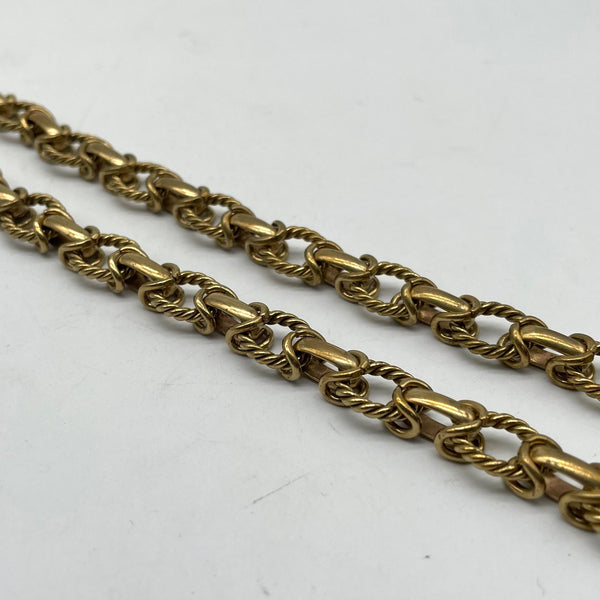 Antique Gold Twist Link Chain Necklace - Retro Statement Piece