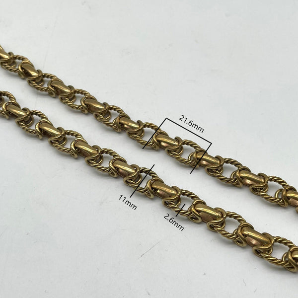 Antique Gold Twist Link Chain Necklace - Retro Statement Piece