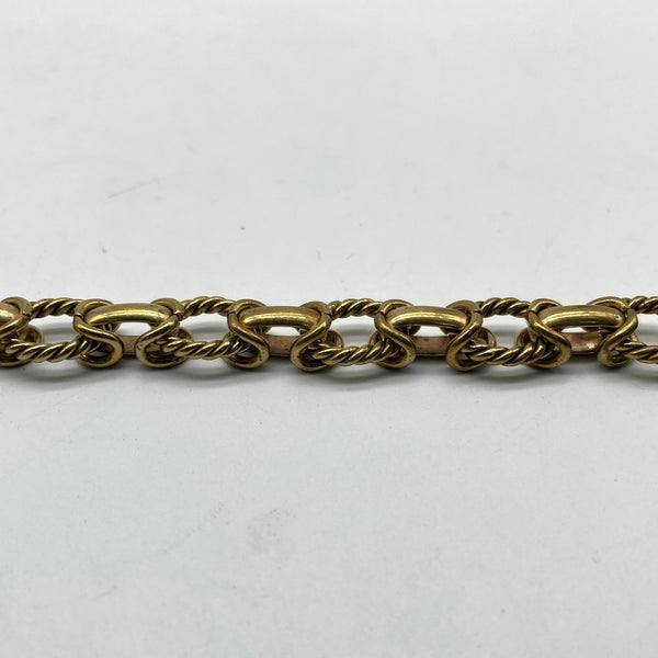 Antique Gold Twist Link Chain Necklace - Retro Statement Piece