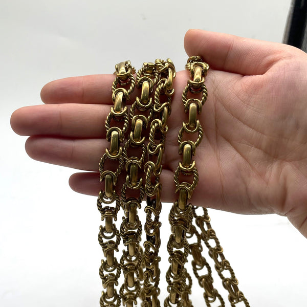 Antique Gold Twist Link Chain Necklace - Retro Statement Piece