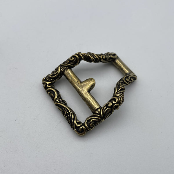 Ornate Brass Belt Hardware Set,Intricate Horse-Engraved Buckle & Accessories for Leather Craft