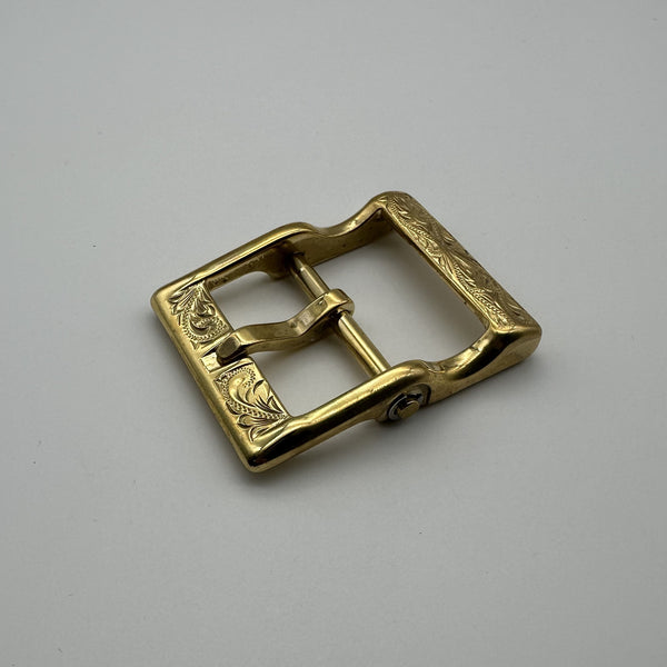 Tang Grass Hand Carved  Buckle Durable Brass Square Buckle Heavy Duty Leather Belt Buckle