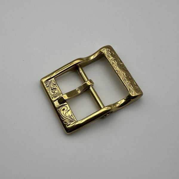 Tang Grass Hand Carved  Buckle Durable Brass Square Buckle Heavy Duty Leather Belt Buckle