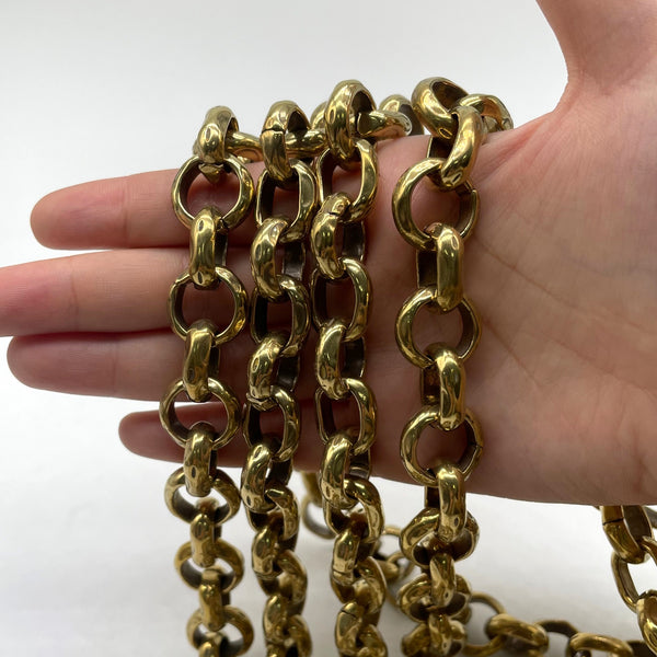 Vintage Brass Chunky Link Chain - Bold Statement Metal Chain for Jewelry Making