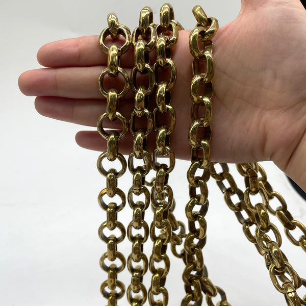 Vintage Brass Chunky Link Chain - Bold Statement Metal Chain for Jewelry Making