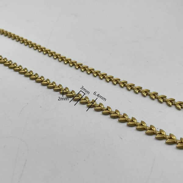 Botanical Leaf Brass Chain - Retro Gold-Tone Leaf Vine Chain for DIY Jewelry Supplies