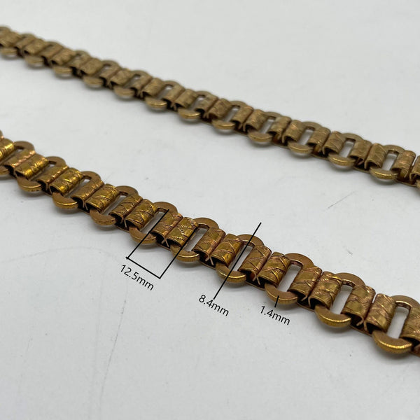 Antique Gold Engraved Metal Chain with Oval Links - DIY Accessory Chain