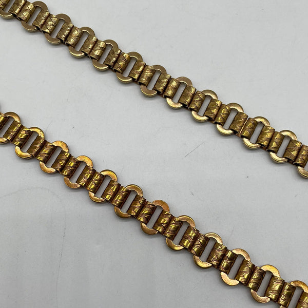 Antique Gold Engraved Metal Chain with Oval Links - DIY Accessory Chain