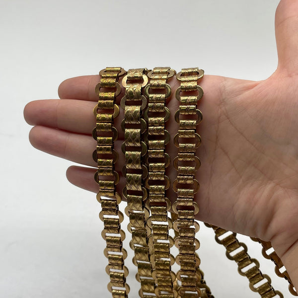 Antique Gold Engraved Metal Chain with Oval Links - DIY Accessory Chain