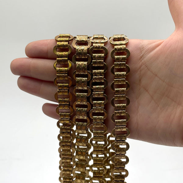 Antique Gold Engraved Metal Chain with Oval Links - DIY Accessory Chain