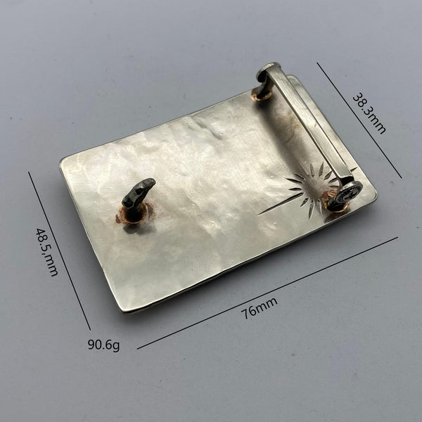 Copper Eagle Buckle with Red Garnet Japan Style Plain Hammered Buckle,Personalized Name