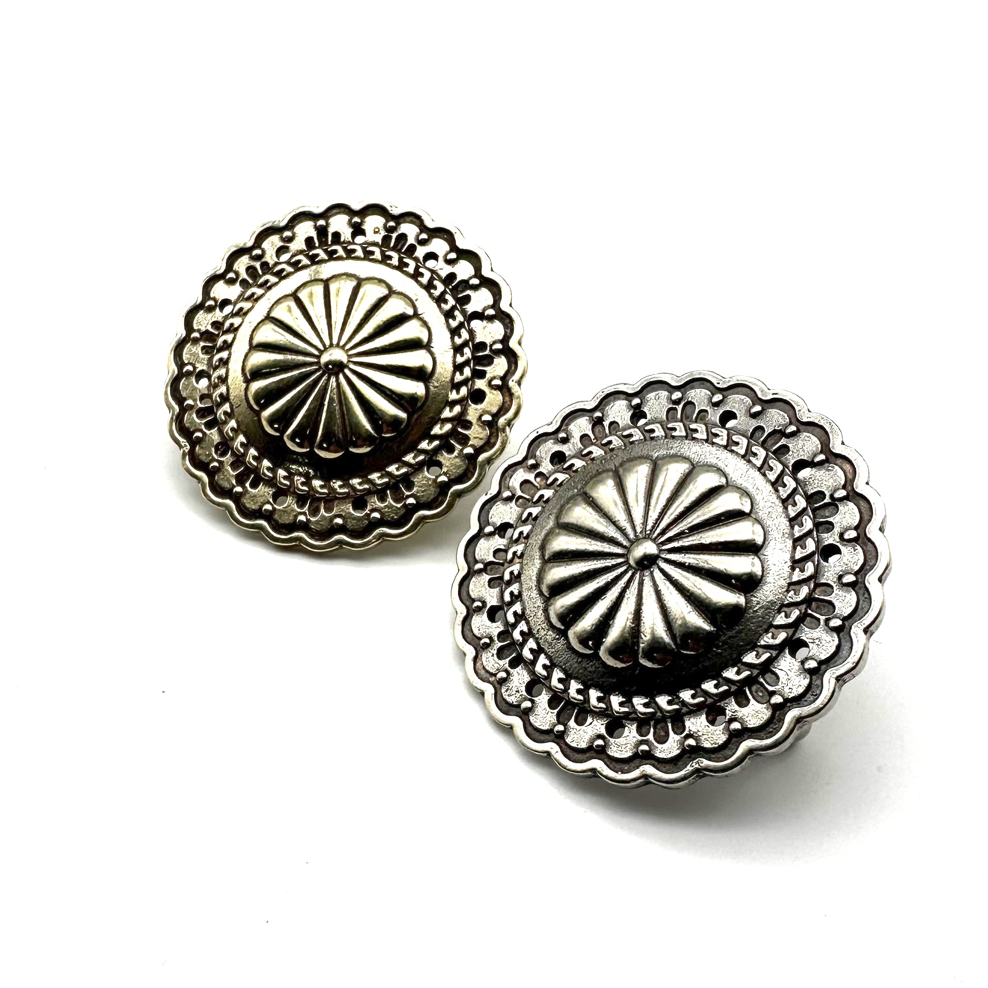Boho Style Belt Concho Buckle Leather Belt Flower Buckle