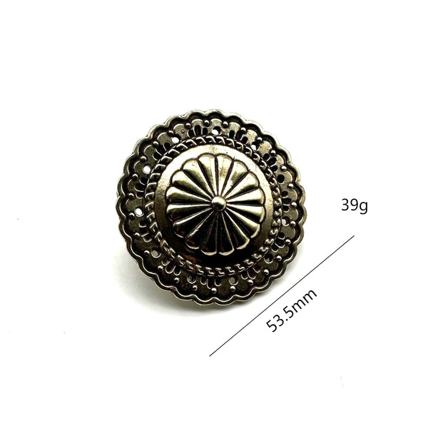 Boho Style Belt Concho Buckle Leather Belt Flower Buckle