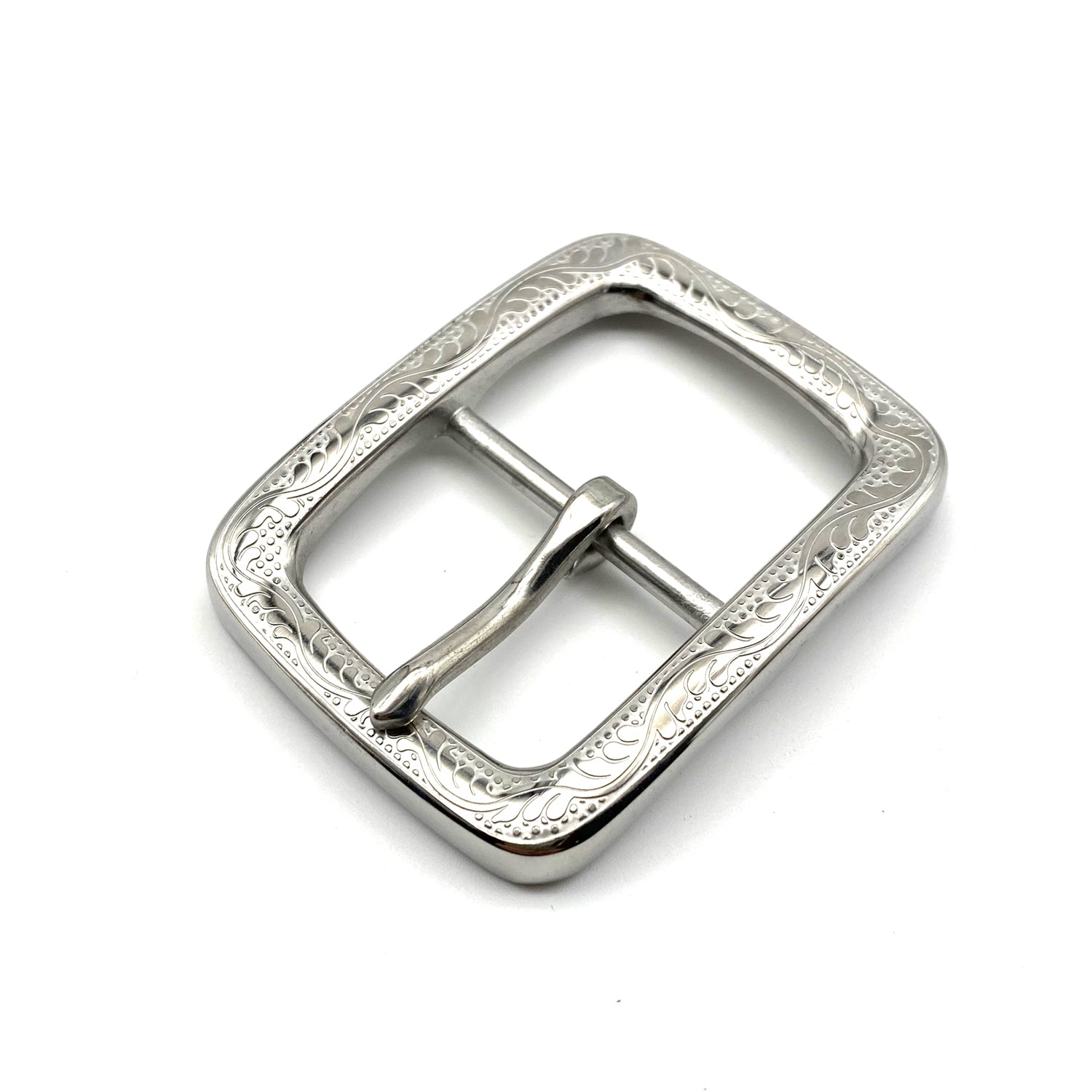 Stainless Buckle Flower Engraved Durable Leather Belt Buckle Heavy Duty Buckle