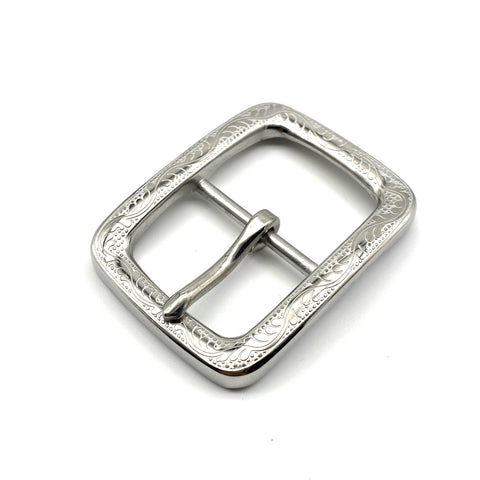 Stainless Buckle Flower Engraved Durable Leather Belt Buckle Heavy Duty Buckle