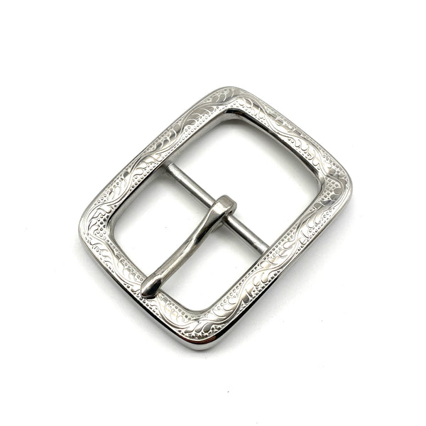 Stainless Buckle Flower Engraved Durable Leather Belt Buckle Heavy Duty Buckle