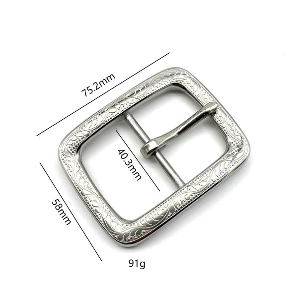 Stainless Buckle Flower Engraved Durable Leather Belt Buckle Heavy Duty Buckle