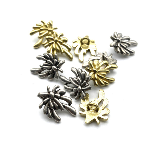 Flower Sewing Button,Clothing Shank Button,Brass Sewing Button,Old Silver Buttons,Knitwear Button