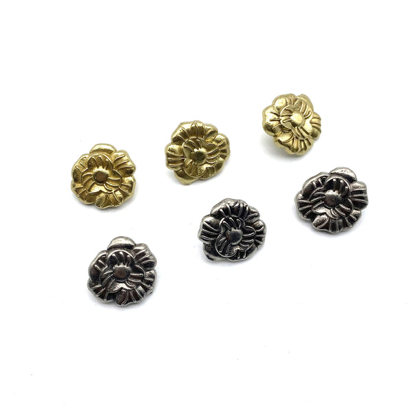 Brass Flower Sewing Button Old Silver Clothing Button,Copper Shank Button