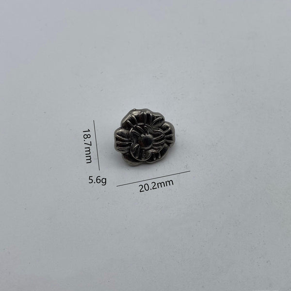 Brass Flower Sewing Button Old Silver Clothing Button,Metal Shank Button