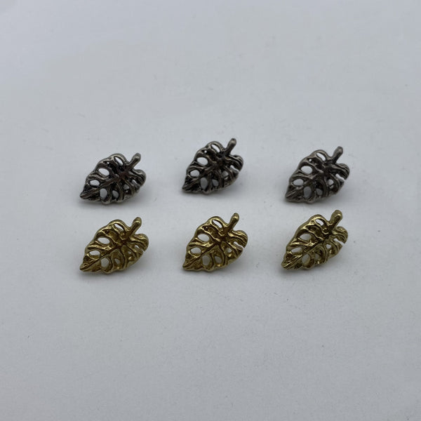 Leaf Design Sewing Button,Clothing Shank Button,Brass Sewing Button,Old Silver Buttons,Knitwear Button