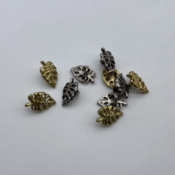 Leaf Design Sewing Button,Clothing Shank Button,Brass Sewing Button,Old Silver Buttons,Knitwear Button
