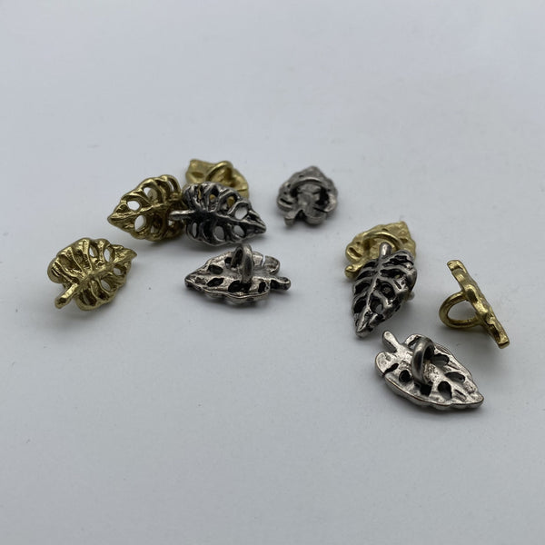 Leaf Design Sewing Button,Clothing Shank Button,Brass Sewing Button,Old Silver Buttons,Knitwear Button