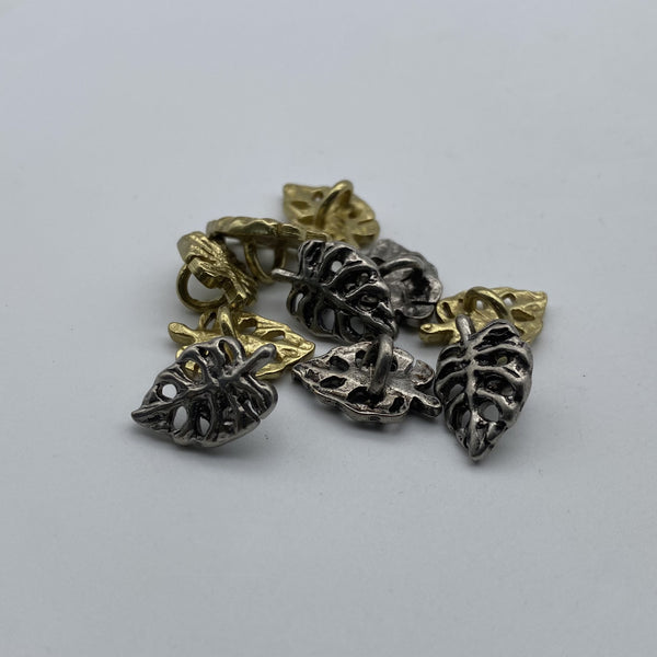 Leaf Design Sewing Button,Clothing Shank Button,Brass Sewing Button,Old Silver Buttons,Knitwear Button