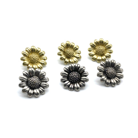 Sunflower Sewing Button Old Silver Clothing Button,Metal Shank Button