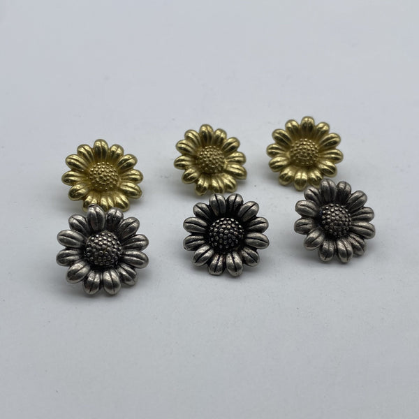 Sunflower Sewing Button Old Silver Clothing Button,Metal Shank Button