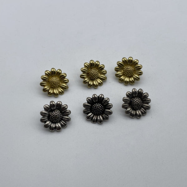 Sunflower Sewing Button Old Silver Clothing Button,Metal Shank Button