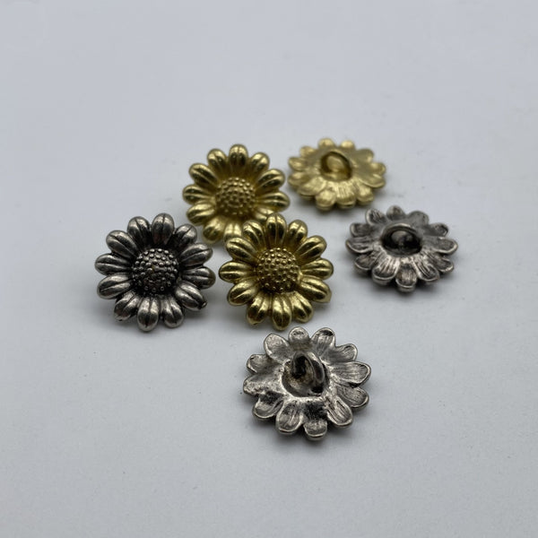 Sunflower Sewing Button Old Silver Clothing Button,Metal Shank Button