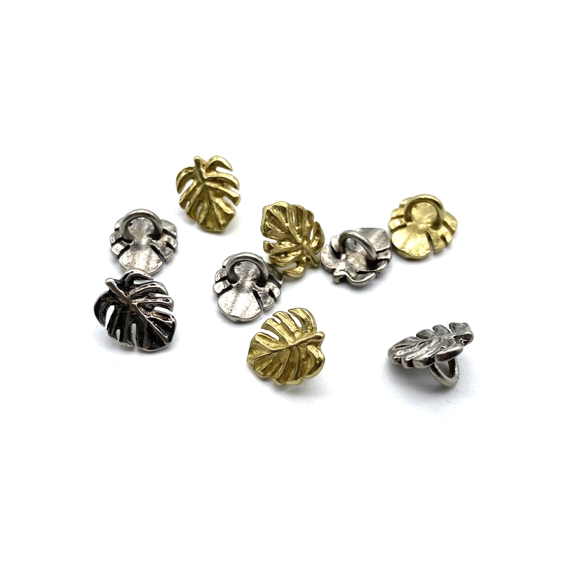 Leaf Design Sewing Button,Clothing Shank Button,Brass Sewing Button,Old Silver Buttons,Sweater Button