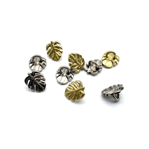 Leaf Design Sewing Button,Clothing Shank Button,Brass Sewing Button,Old Silver Buttons,Sweater Button