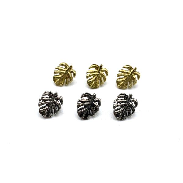 Leaf Design Sewing Button,Clothing Shank Button,Brass Sewing Button,Old Silver Buttons,Sweater Button