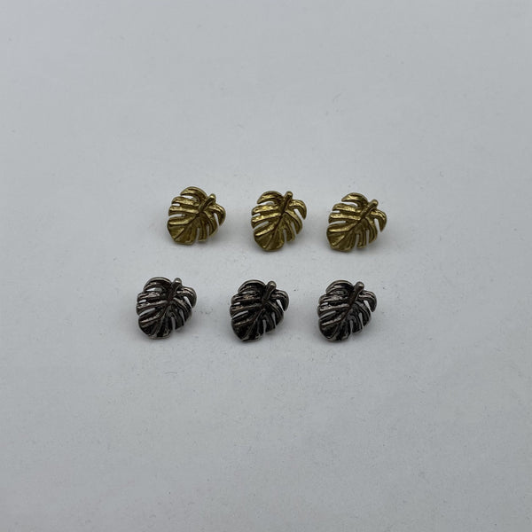 Leaf Design Sewing Button,Clothing Shank Button,Brass Sewing Button,Old Silver Buttons,Sweater Button
