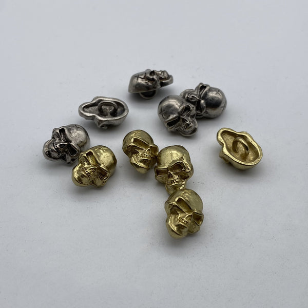Brass Skull Sewing Button,Clothing Shank Button,Brass Sewing Button,Old Silver Buttons,Sweater Button