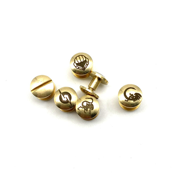 Personalized Text&Logo Arc Shape Brass Chicago Screw Rivets Leather Fastener Button