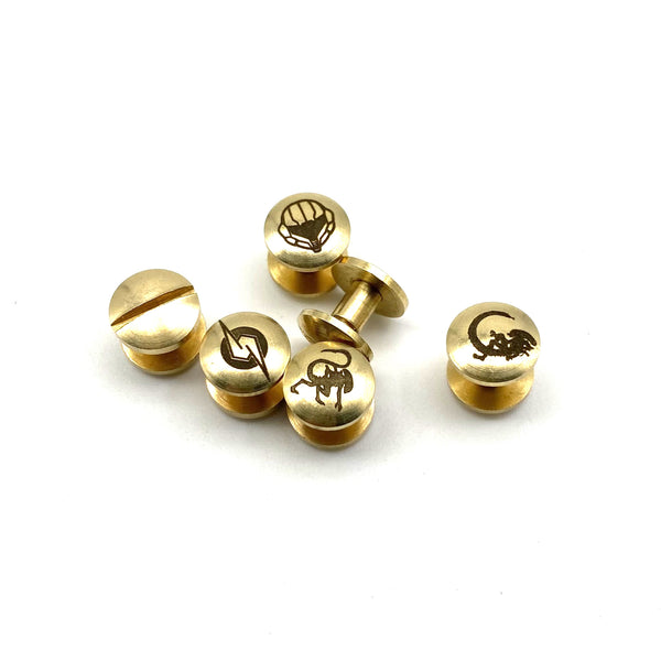 Personalized Text&Logo Arc Shape Brass Chicago Screw Rivets Leather Fastener Button